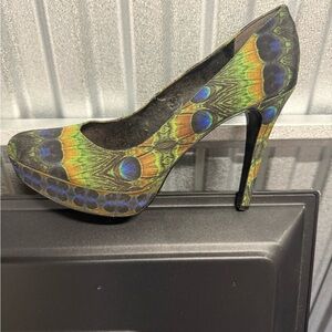 Peacock Patterned Women's Heels